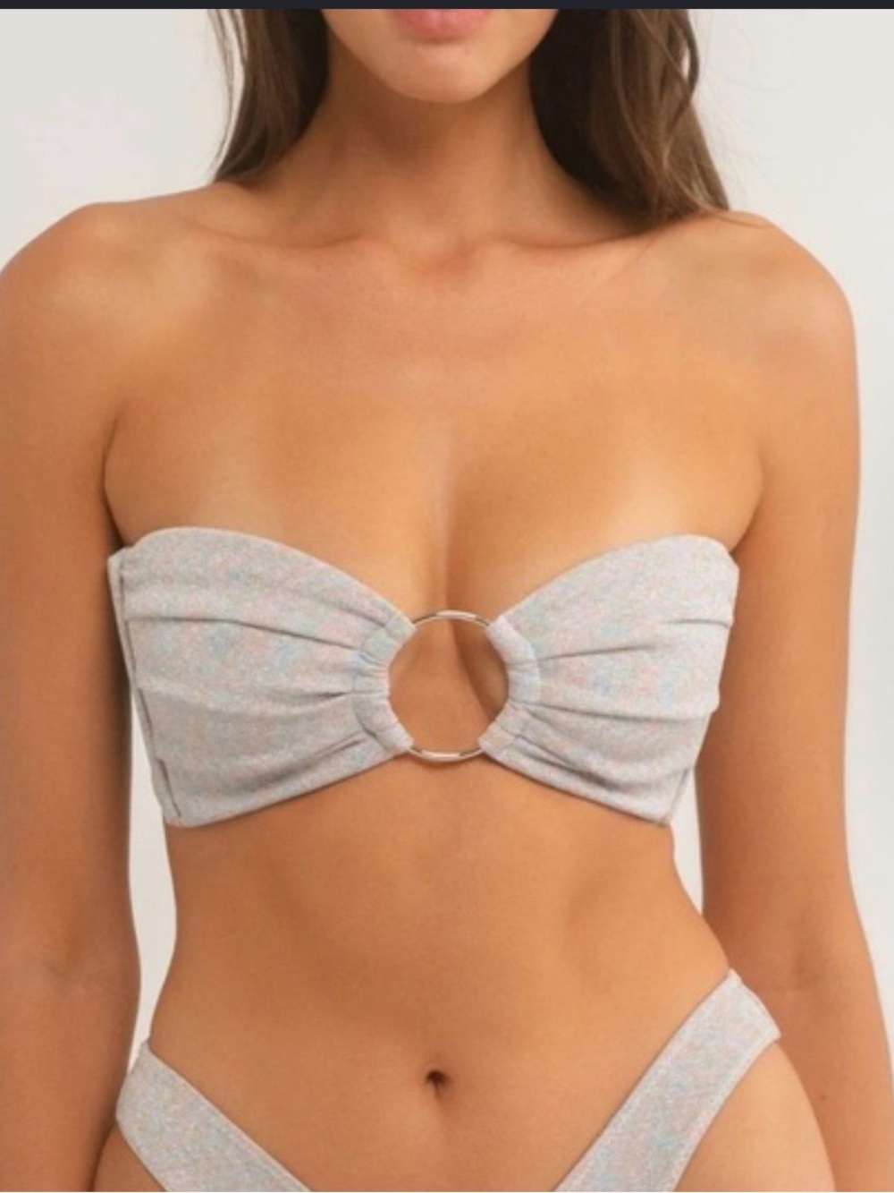 NWOT Montce Disco Sparkle Tori Ties Bandeau Bikini Top - Size Medium